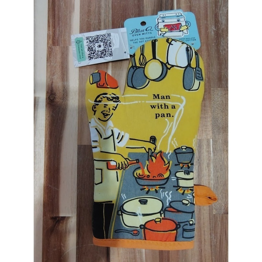 Blue Q Oven Mitt, Man with a Pan. oven mitt snarky gift NWT